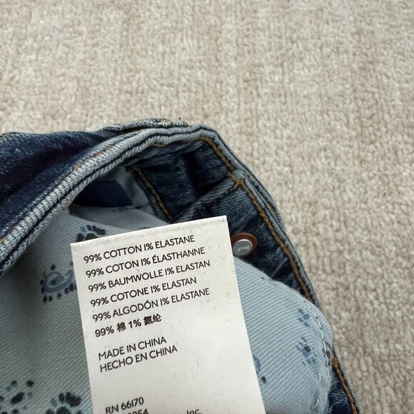 Anthropologie Blue Straight Leg Jeans with Floral Cuffs - Picture 11 of 11